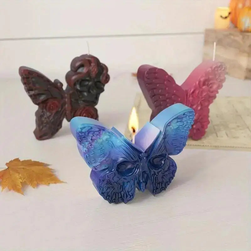 Halloween Butterfly Skull Snakehead Silicone Mold DIY Flower Candle