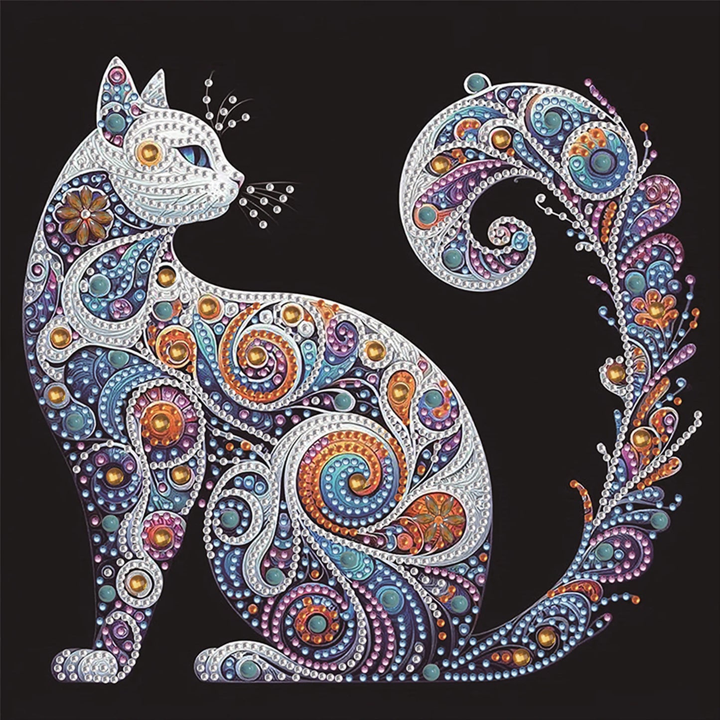 Cat Special Shaped DIY Partial Drill Diamond Painting Kits for Adults Beginners Home Decor Diamonds Dots Gem Art Kits 30x30cm Peaceful Pleasures Health and Wellness Swirl Art Cat