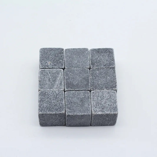 9PCS Natural Granite Whiskey Stones Sipping Ice Cube Whisky Stone Wine Rocks Cooler Wedding Gift Favor Christmas Bar Accessories Peaceful Pleasures Health and Wellness In Black Bag