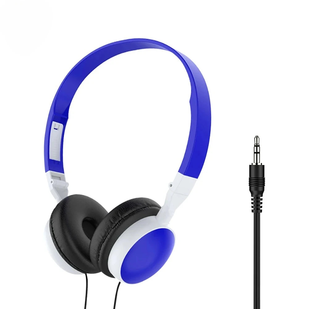 Subwoofer Wired Gaming Headset Hifi Sound Quality Foldable Portable 3.5mm Plug Headphones For Pc Game Host All Smartphones Peaceful Pleasures Health and Wellness Dark blue