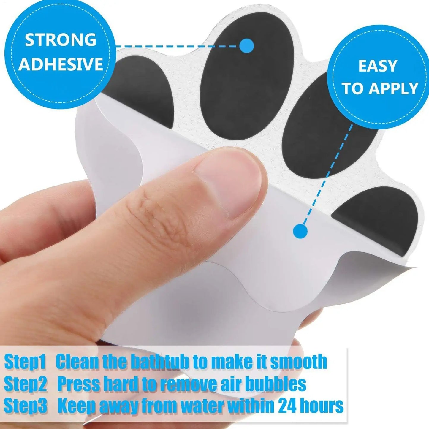Dog Paw Non-Slip Bath Stickers 20-Pack | Kids & Elderly Safety