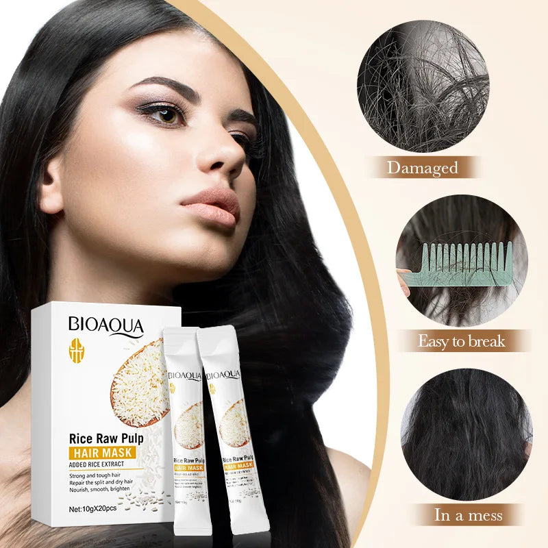 BIOAQUA Rice Milk Hair Mask – Repair Frizz & Dry Hair 200g