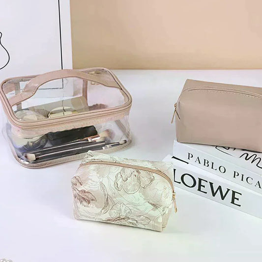 Floral Transparent Makeup Bag 3-Pack | Women's Travel Toiletry Set Travel Makeup Bag Oasis Select