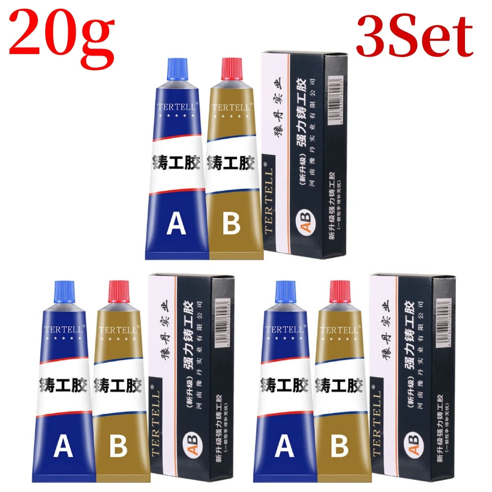 AB Type Casting Repair Glue High Temperature Resistant Liquid Metal Welding Filler Metal Repair Glue Caulking Agent Extra Strong Peaceful Pleasures Health and Wellness 20g 3PCS
