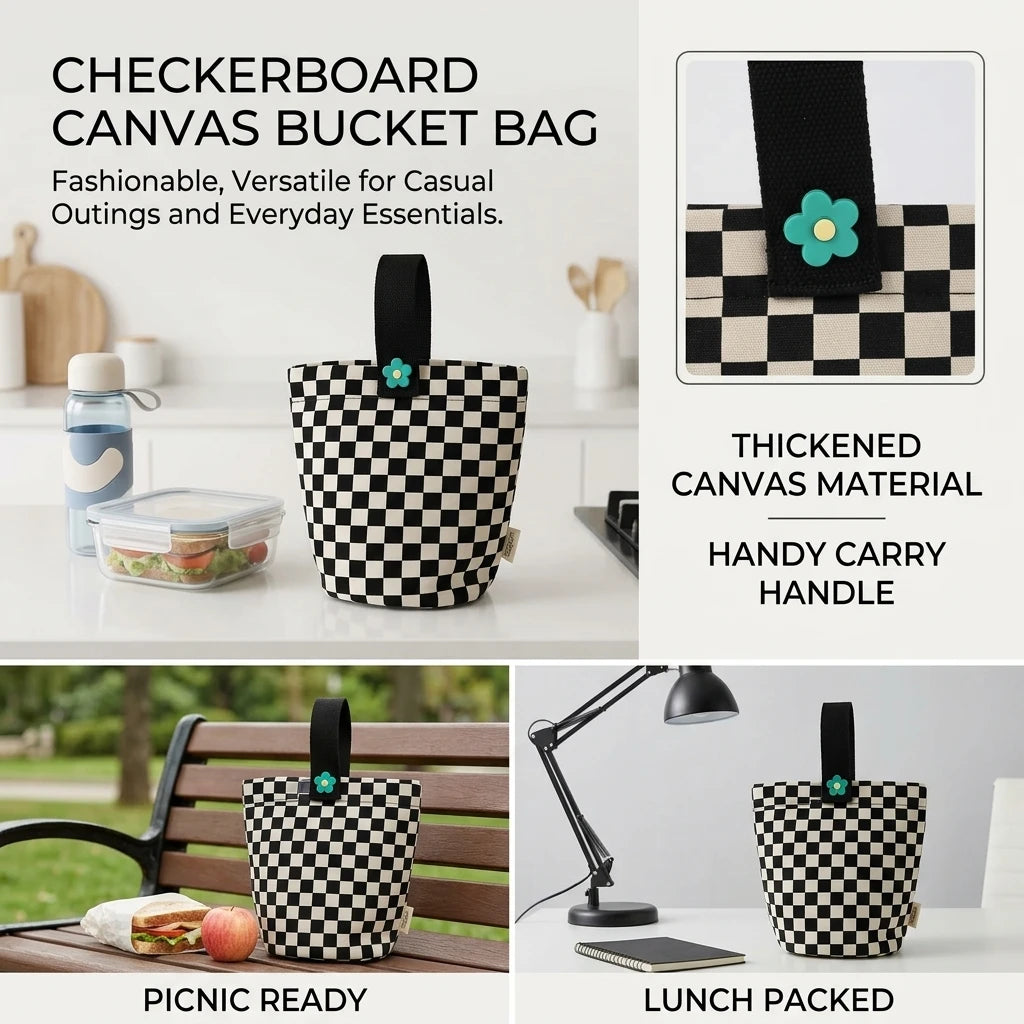 Canvas Lunch Bag for Women Large Capacity Thermal Insulated Tote with Double Handles and Reinforced Bottom Ideal for Picnic Peaceful Pleasures Health and Wellness