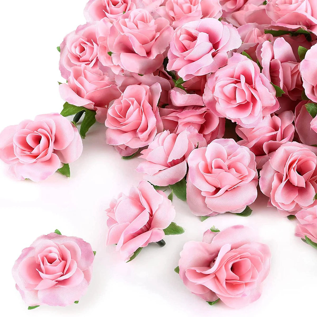 50/100PCS Cream Silk Rose Heads – Wedding, DIY & Craft Decor