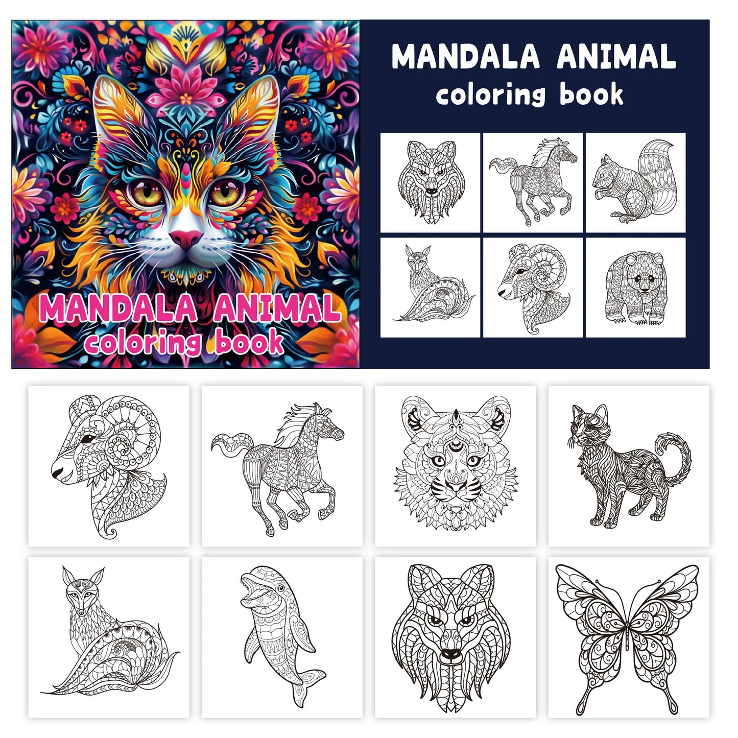 24 Mandala Animal Coloring Books Adult Graffiti Watercolor Creative