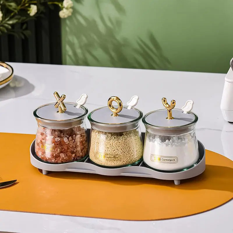 Seasoning Rack & Spice Jar Set | Dustproof Kitchen Storage
