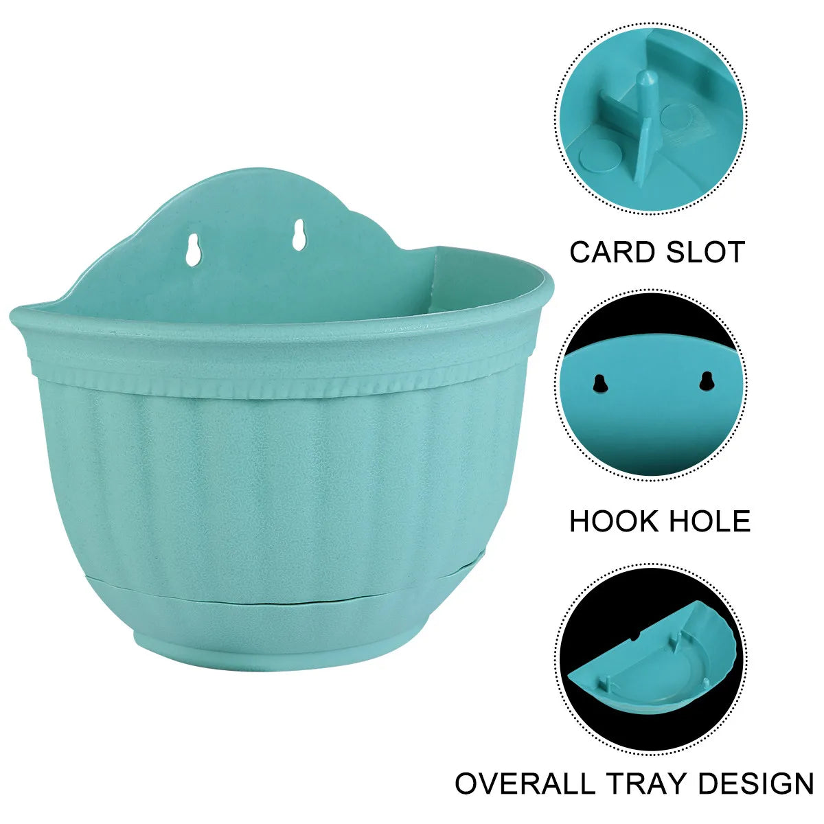 Semi-Circular Hanging Flower Pot Imitation Pattern Stable Wall Mounted Planter Decorative for Indoor Outdoor Home Office Peaceful Pleasures Health and Wellness