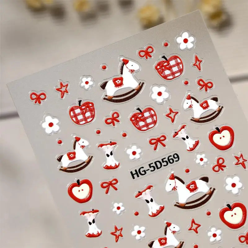 Cute Cartoon Pony Nail Stickers DIY Nail Stickers Nail Decorations Accessories Year Of The Horse Nail Appliques Art Sticker Peaceful Pleasures Health and Wellness