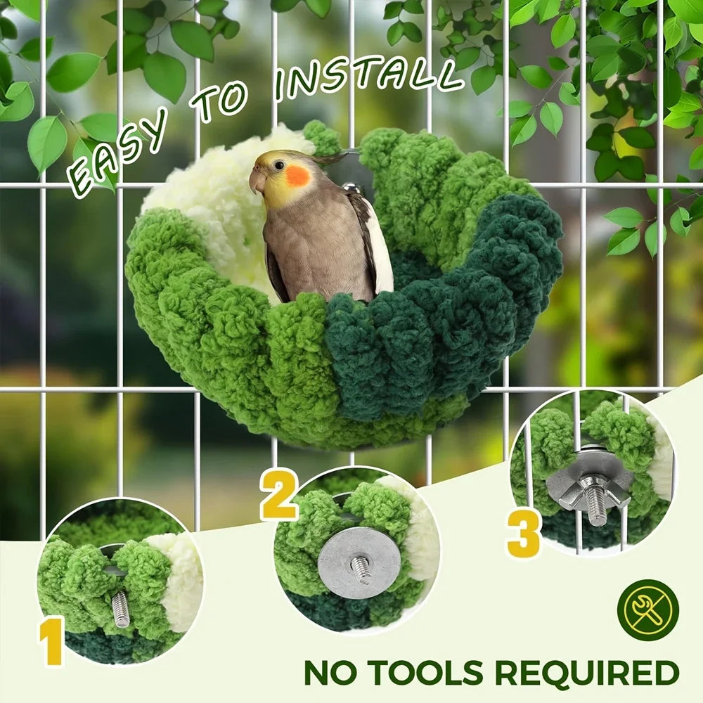Plush Round Bird Nest Bed | Cozy Sleeping House for Parrots