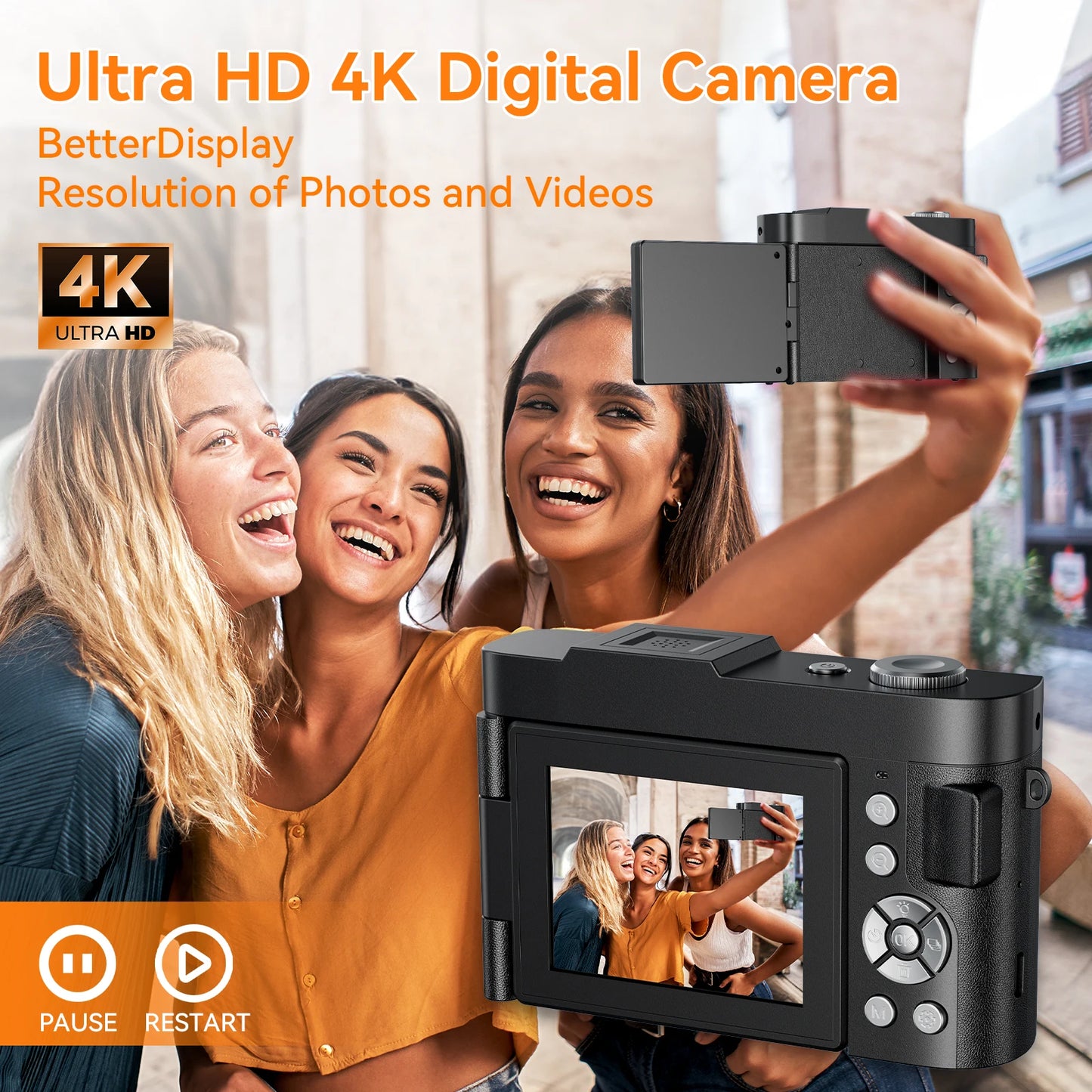 Digital Camera for Photography Camera with 2.8" 180° Flip Screen 16X Shoot Camara with 32GB Micro SD Card for Beginner Gifts Peaceful Pleasures Health and Wellness