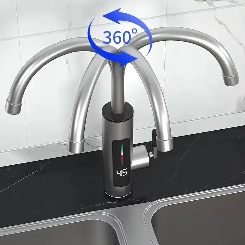 HOMEFISH 3000W 220V Electric Kitchen Water Heater Tap Instant Hot stainless steel Water Faucet Heater Cold Heating Faucet Peaceful Pleasures Health and Wellness