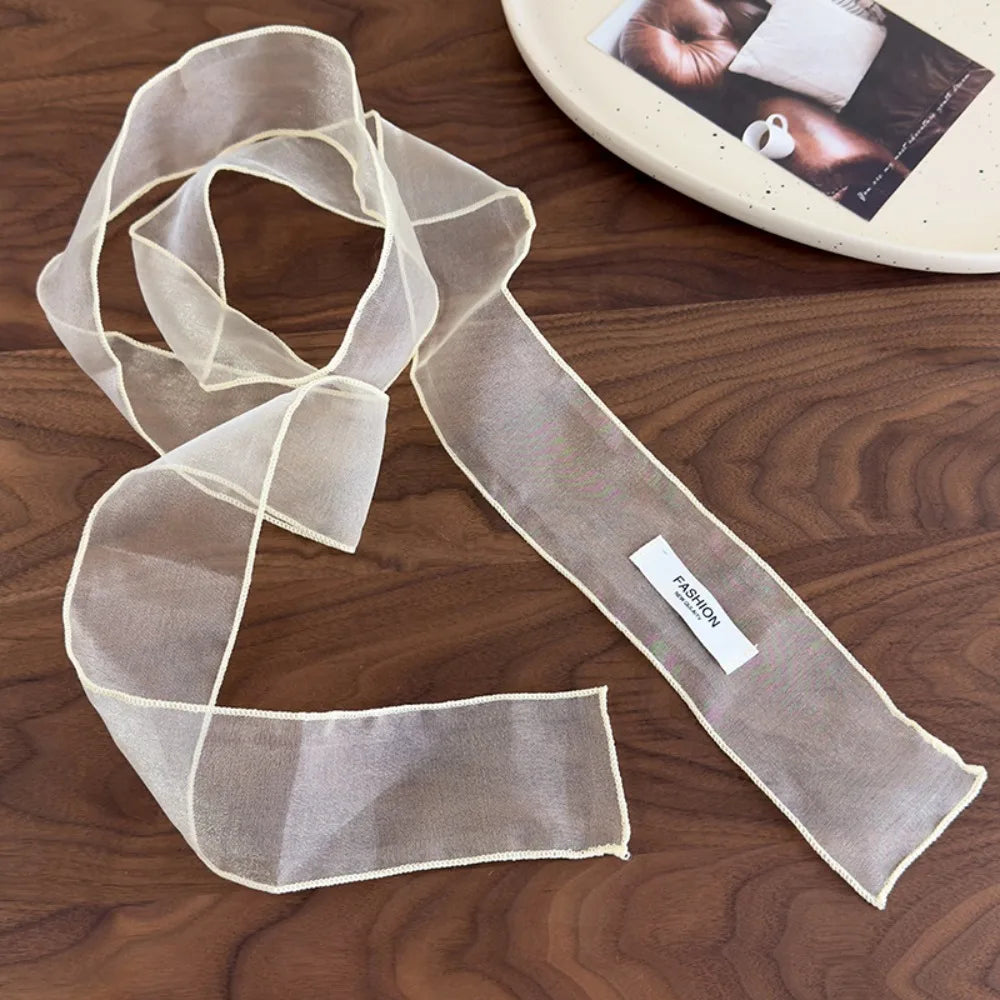 Y2K Organza Silk Scarf – Narrow Headscarf & Beach Wrap