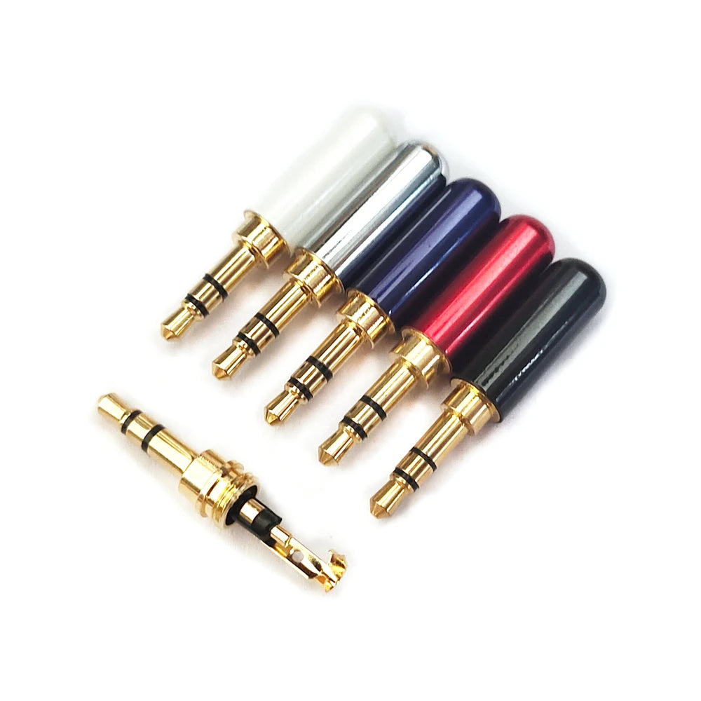 1/5PCS Copper 3/4 Pole 3.5MM Plug Male Headphone Jack 3.5MM Stereo Audio Connector for 4mm Cable Adapter Peaceful Pleasures Health and Wellness