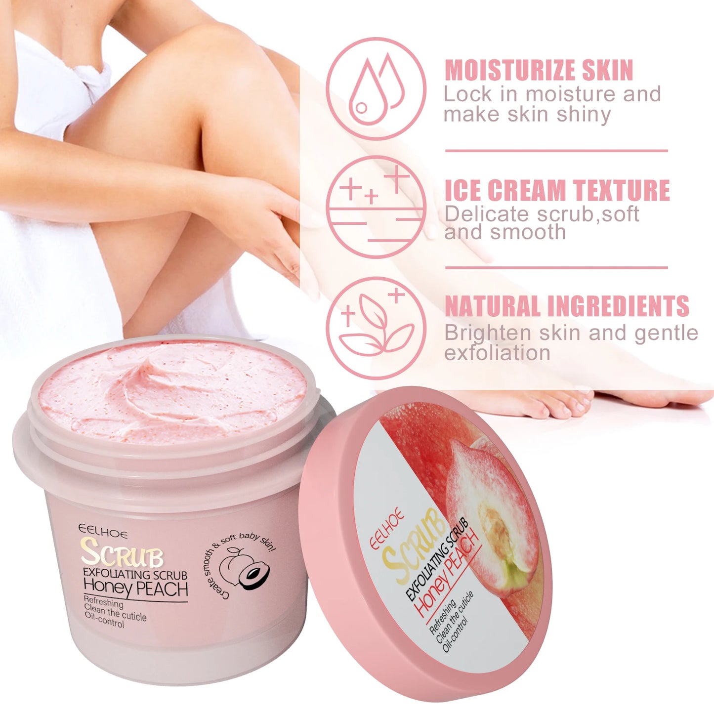 Honey Peach Body Scrub – Exfoliating & Moisturizing Cream