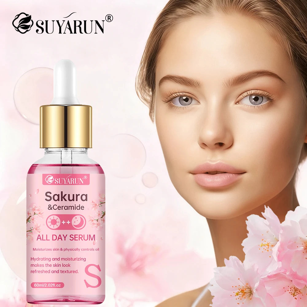 SUYARUN Sakura & Ceramide Essence Serum Anti-Aging Hydrating Facial Treatment for Glowing Skin. Peaceful Pleasures Health and Wellness
