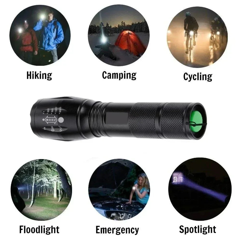 ZHIYU 1200 Lumen Zoomable LED Flashlight – 5 Modes, Waterproof
