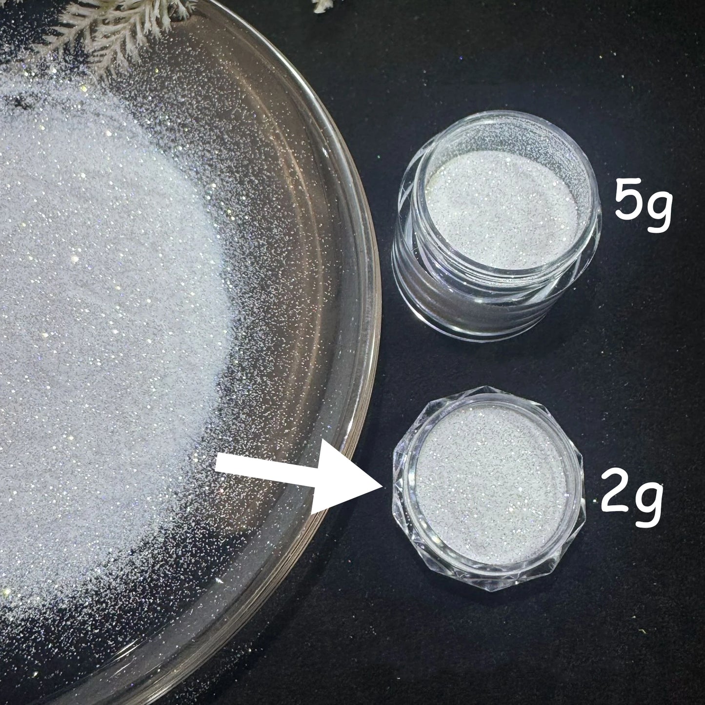 Aurora Chrome Nail Glitter Powder | White Holographic Sparkle 500g