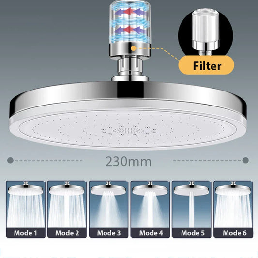 6-Mode High Pressure Rainfall Shower Head with Filter – Chrome Rainfall Shower Head Oasis Select