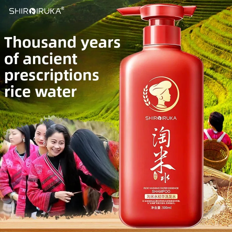 500ml Wash Rice Water Hair Shampoo Anti Dandruff Shampoo Professional Hair Care Clean Scalp and Improve Scalp Environment Peaceful Pleasures Health and Wellness