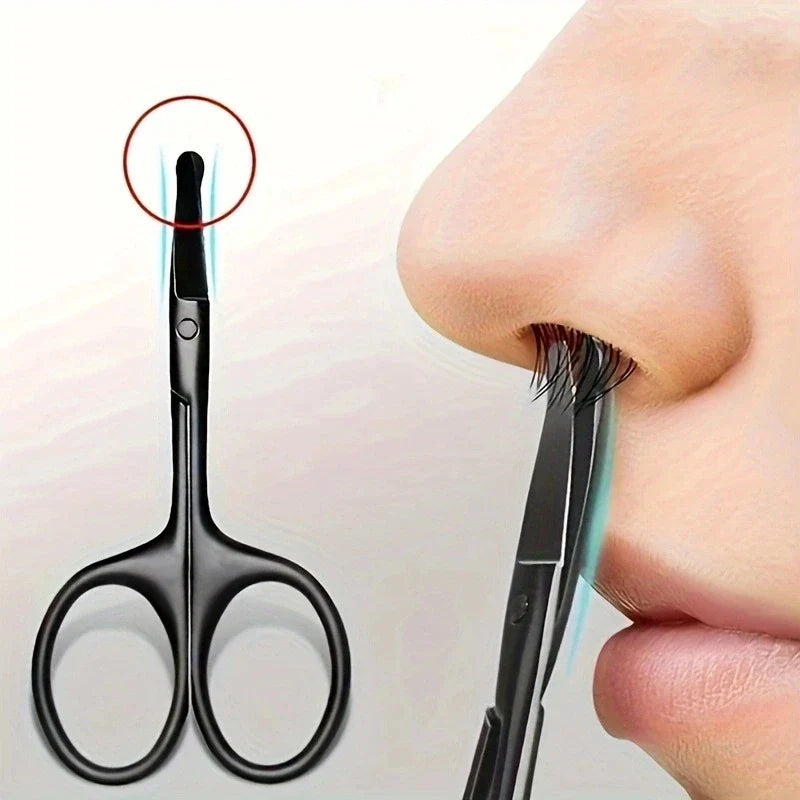 Round-Tip Safety Nose Hair Scissors – Stainless Steel, Black