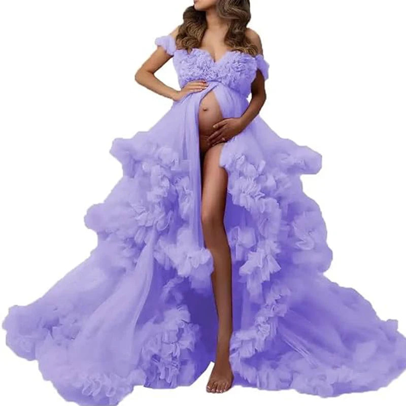 Split Flowy Maternity Photography Dress Photoshoot Baby Shower платье для беременных فساتين حوامل vestidos para embarazadas Peaceful Pleasures Health and Wellness