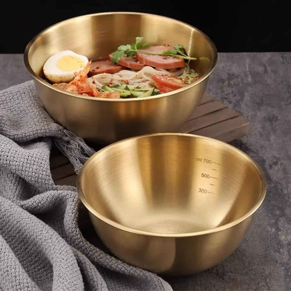 Korean 304 Stainless Steel Bowl 스텐볼 Food Grade Round Mixing Bowl for Salad & Bibimbap, Multi-Purpose Kitchen 스텐그릇 Peaceful Pleasures Health and Wellness