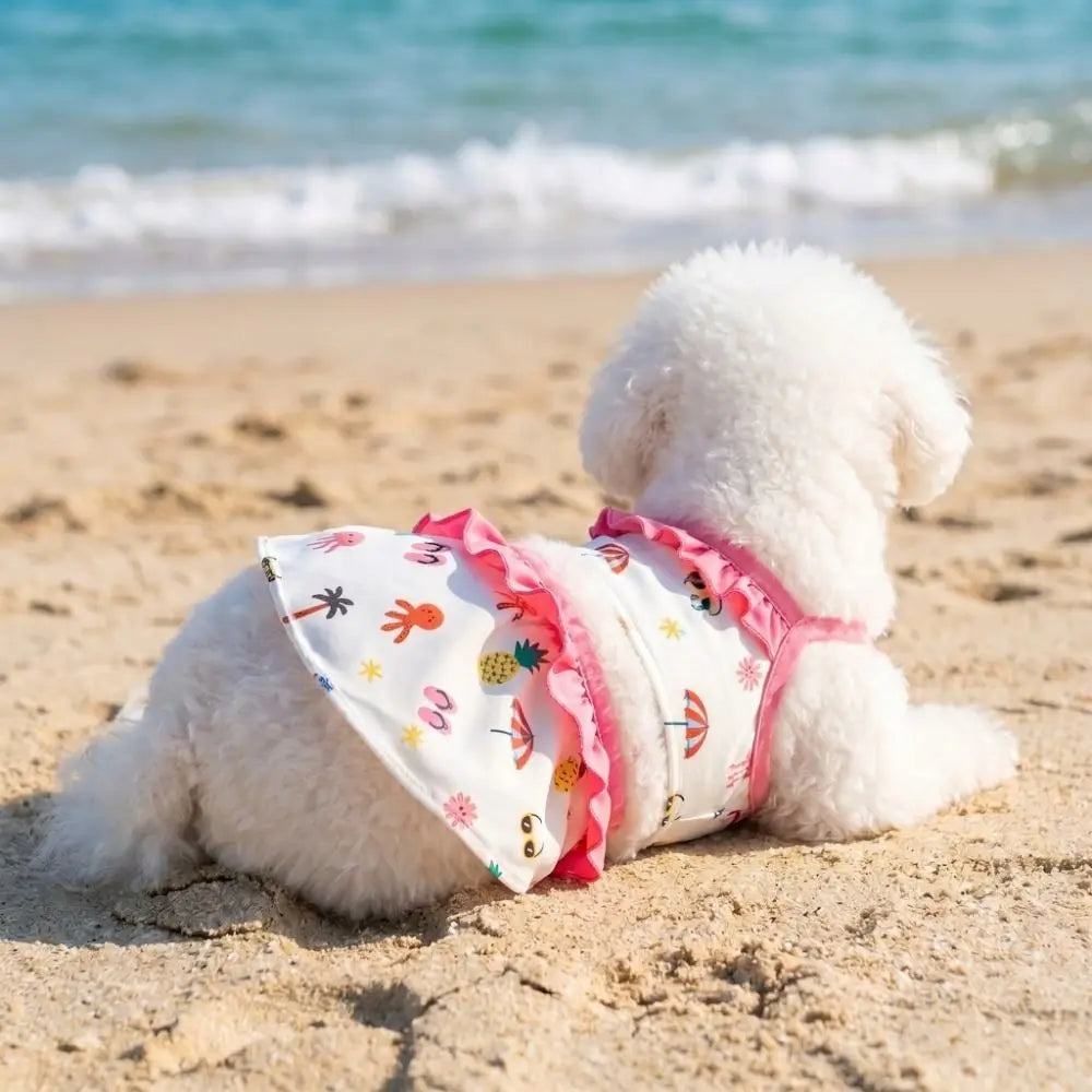Dog Swimsuit Cartoon Print Bikini Vest | Breathable Pet Dress