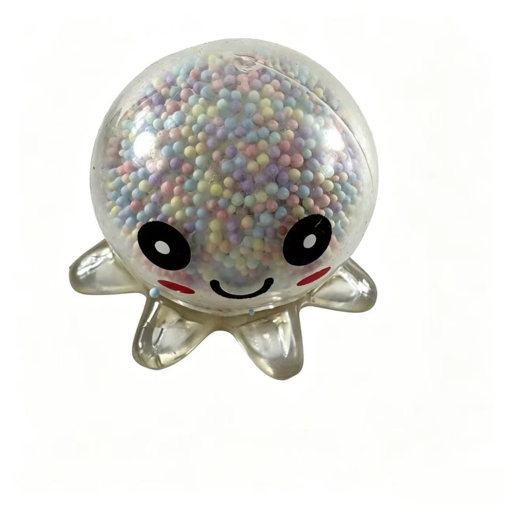 Glowing Light Squid Stress Ball Fidget Toys Stress Relief Decompressions Toy Slow Rebond Squishy Toy for Kids Adult Peaceful Pleasures Health and Wellness White