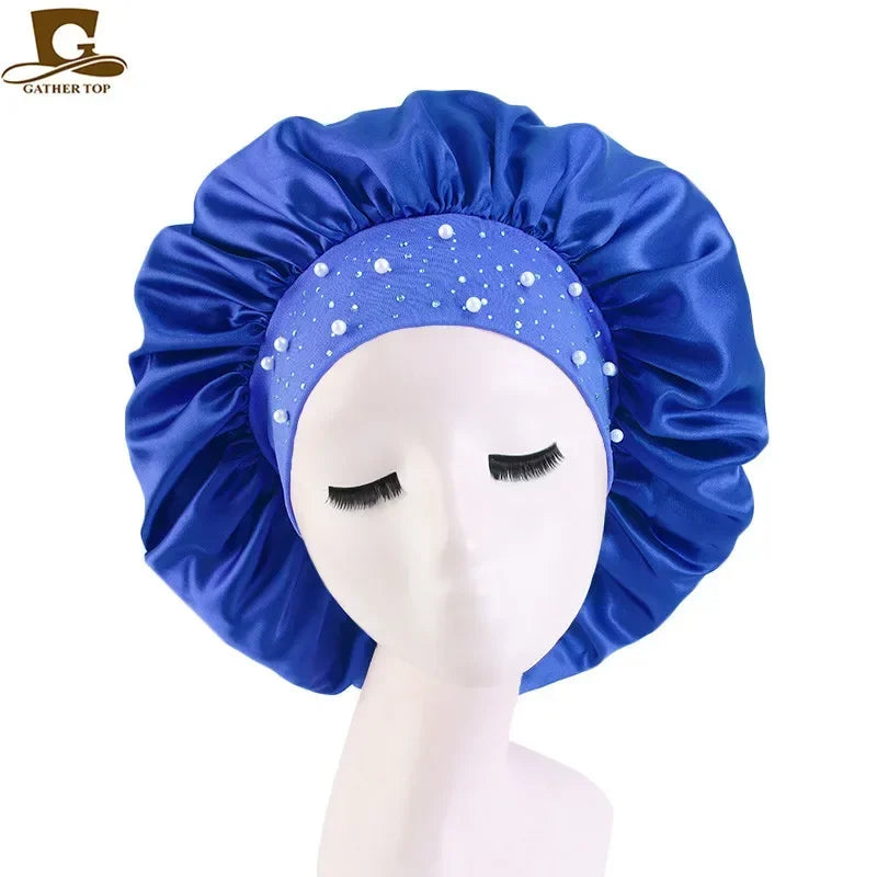 Rhinestone Women's Shower Cap & Breathable Sleeping Night Hat