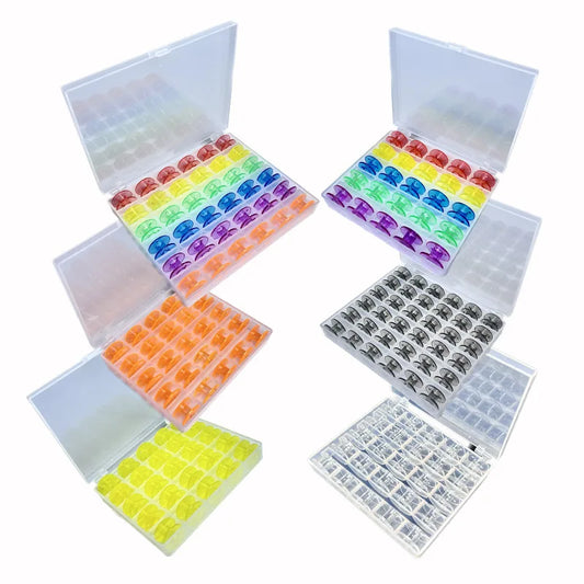 25Grids Transparent Plastic Bobbin Storage Box Sewing Thread Bobbin Case with Colorful Plastic Bobbins for Home Sewing Machines Peaceful Pleasures Health and Wellness