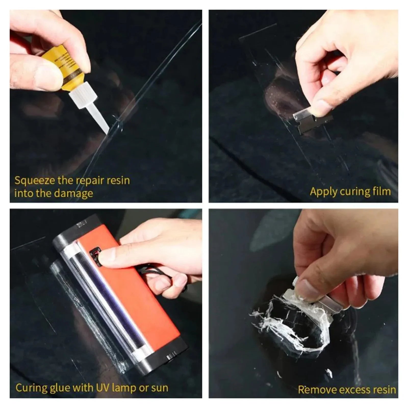 Car Windshield Crack Repair Glue Resin Kit Sealant Car Sealing Rubber Accessories Seal Glass Wash Maintenance Automobiles Parts Peaceful Pleasures Health and Wellness