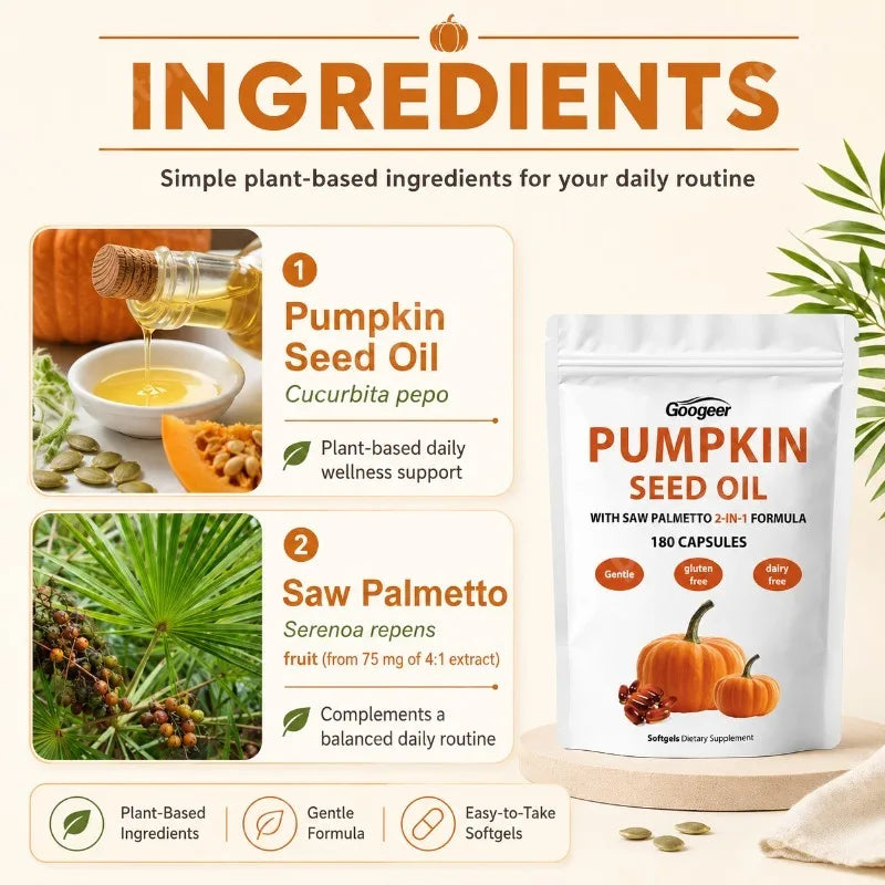Pumpkin Seed Oil Softgels 180ct | Saw Palmetto & Fish Oil