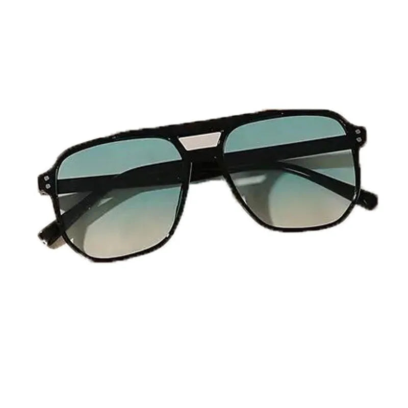 1/6pc Retro Double Bridge Sunglasses Stylish Minimalist Large Frame Fashionable Ins Personality Ocean Lens Sun Glasses Peaceful Pleasures Health and Wellness Photochromic