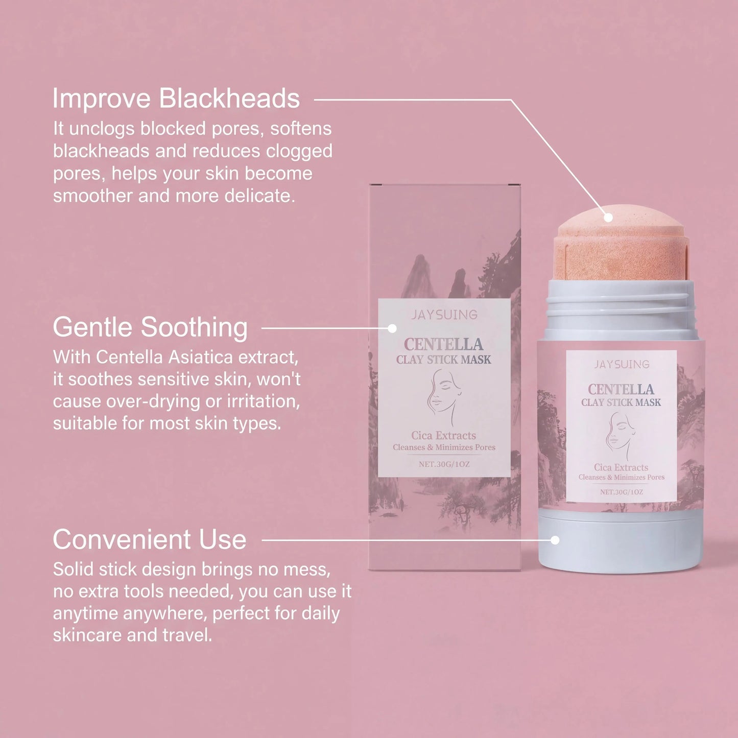 Centella Asiatica Clay Mud Mask Stick – Pore Cleansing 30g