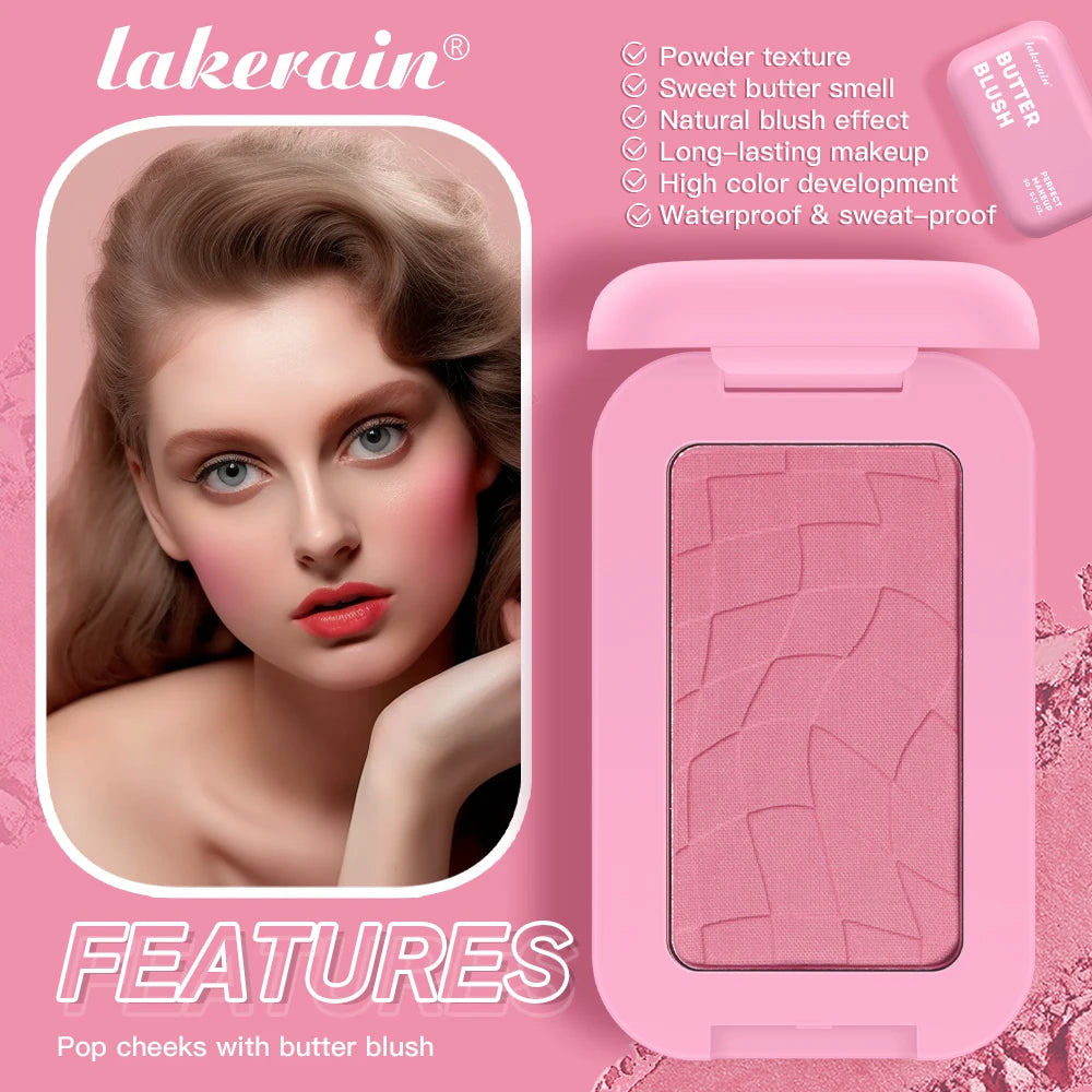 Lakerain Butter Blush High Color Rendering Brightening Makeup Long-lasting Makeup Effect Waterproof Sweat-proof Butter Blush Peaceful Pleasures Health and Wellness