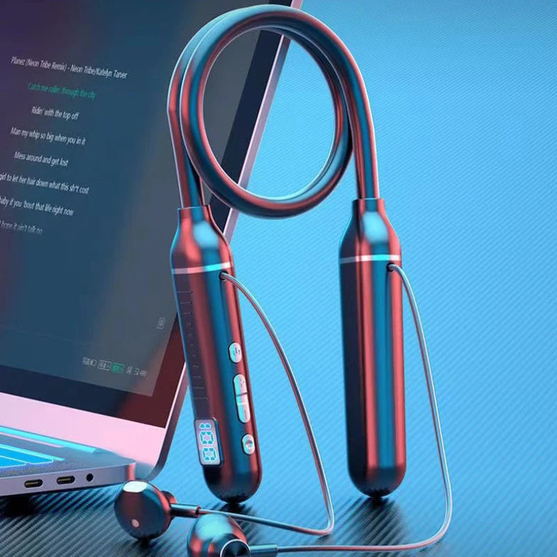 Wireless Bluetooth headset neck-mounted headset game noise reduction digital display LED display ultra-long standby stereo Peaceful Pleasures Health and Wellness