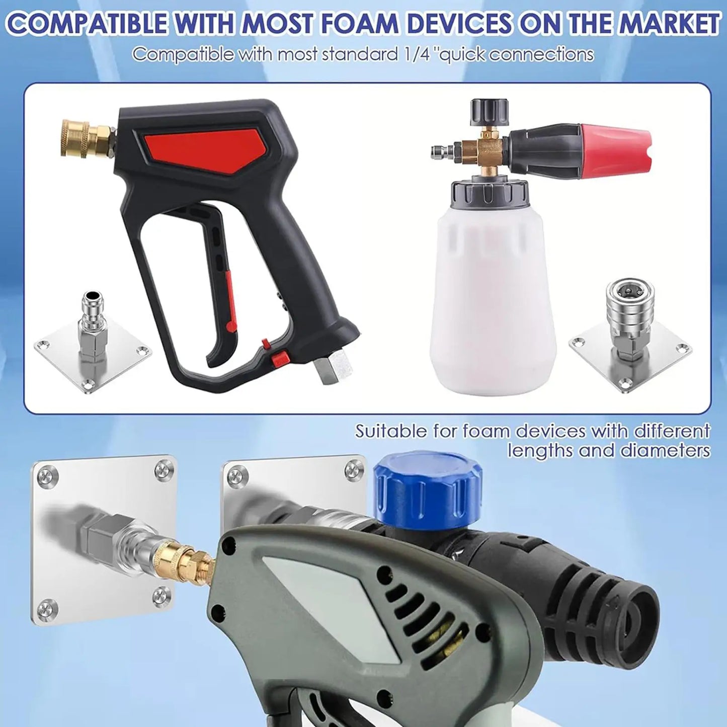 Pressure Washer Wall Mount Rack & Foam Cannon Holder 4-Pack