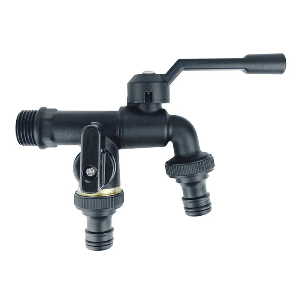 Black Brass Anti-Freeze Bibcock Faucet – Dual Outlet 1/2"