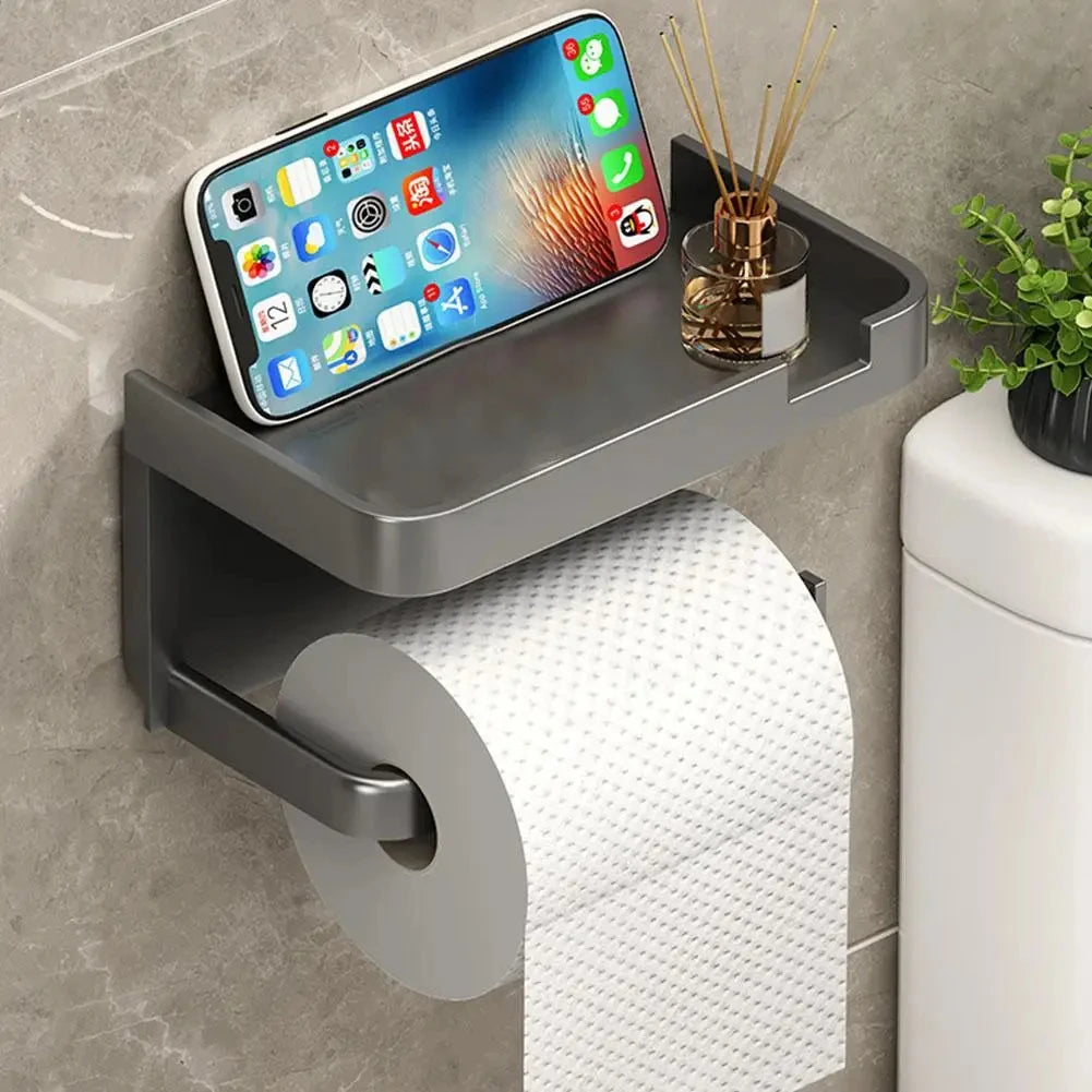 Wall Mounted Toilet Paper Holder with Storage Rack – Rustproof