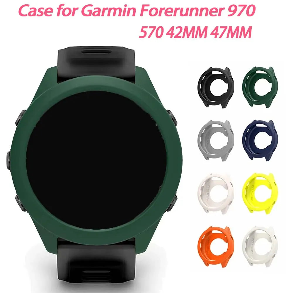 Case for Garmin Forerunner 570 42MM 47MM Smartwatch,Soft Silicone Lightweight Bumper Cover Protector for Garmin Forerunner 970 Peaceful Pleasures Health and Wellness