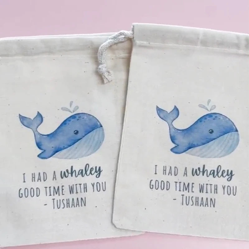 4/6/12pcs Personalized Whale Drawstring Bags Custom Gift for Kids Boys Girls Birthday Party Baby Showers Decoration Accessories Peaceful Pleasures Health and Wellness
