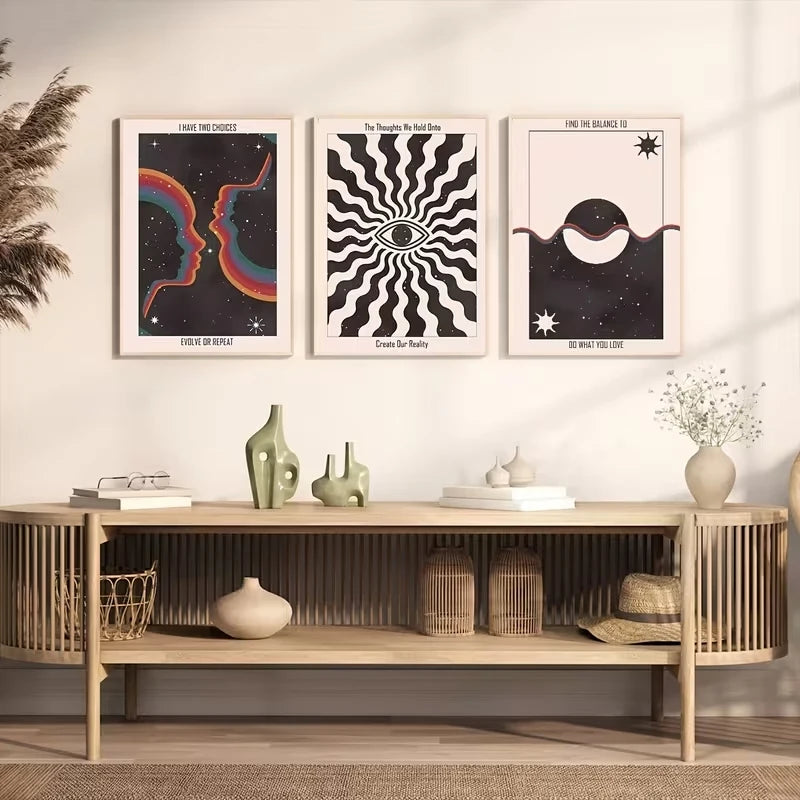 3-Piece Meditation Cosmic Canvas Wall Art | Bedroom Decor