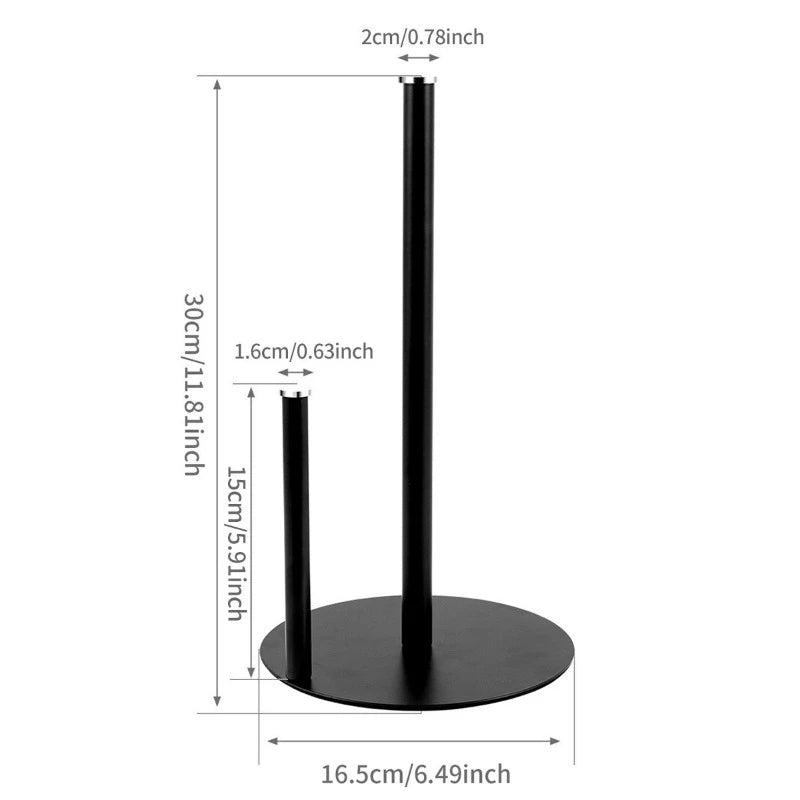 Golden Double Pole Kitchen Tissue Holder Desktop Cling Film Storage Rack Non Perforated Metal Hand Towel Roll Paper Holder New Peaceful Pleasures Health and Wellness black