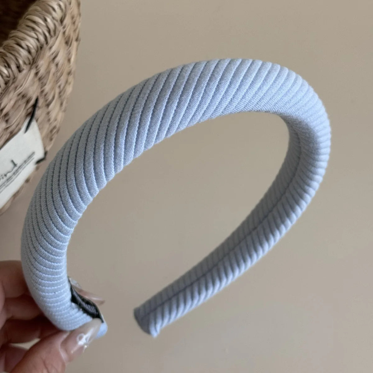 Sea Salt Hair Hoop Seaside Blue Striped Polka Dot Twill Fabric Sponge Headband Pressure Hair Accessories Daily Wear Decoration Peaceful Pleasures Health and Wellness D