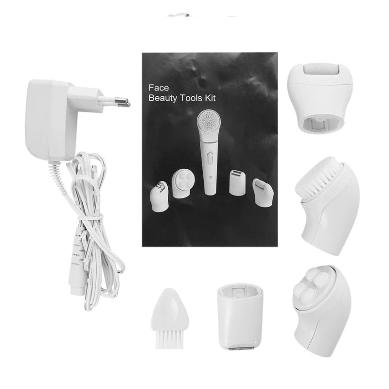Best Selling 5 in 1 Electric Face Cleaner Sonic Vibration Callus Remover Epilator Beauty Care Facial Massager Peaceful Pleasures Health and Wellness