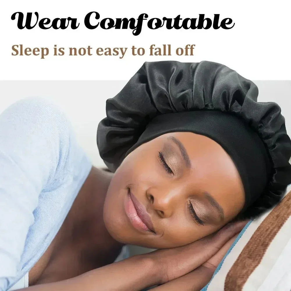 Women's Satin Sleep Bonnet | Wide Brim, Elastic Band Hair Care