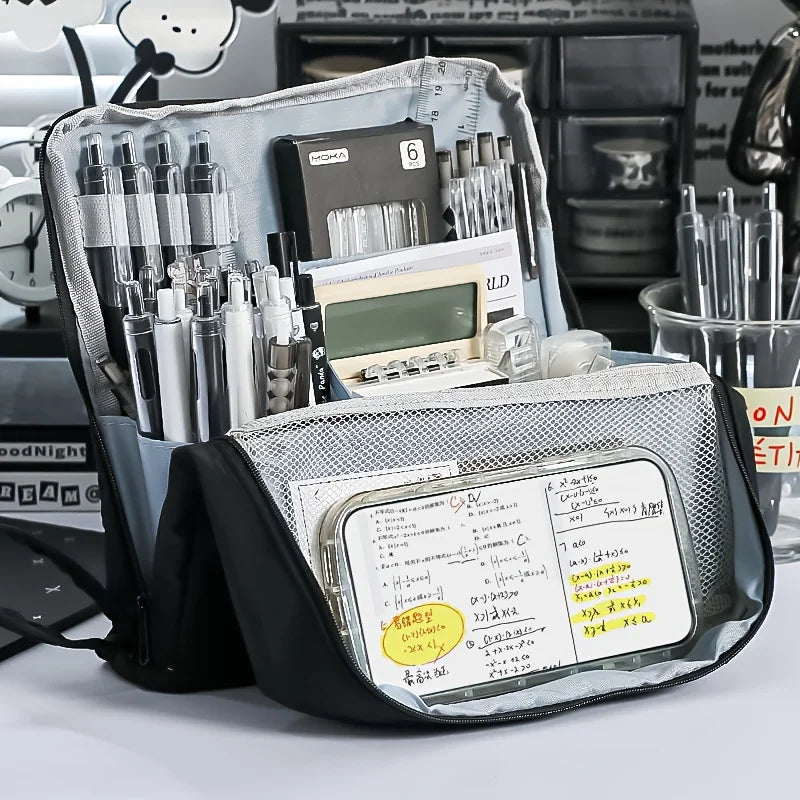 Large Washable Pencil Case Organizer | Multi Compartment Bag