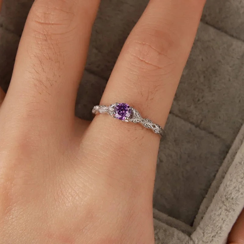 Amethyst Zirconia Silver-Plated Women's Ring | Fashion Jewellery